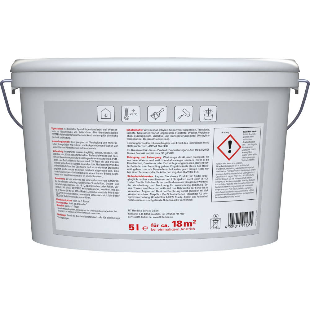 DECOPRO Kellerbodenfarbe 5 Liter in Grau image number 1