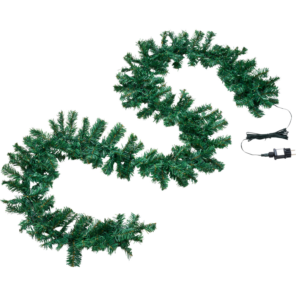 Tannengirlande k&uuml;nstlich 270 cm mit 60 warmwei&szlig;en LEDs