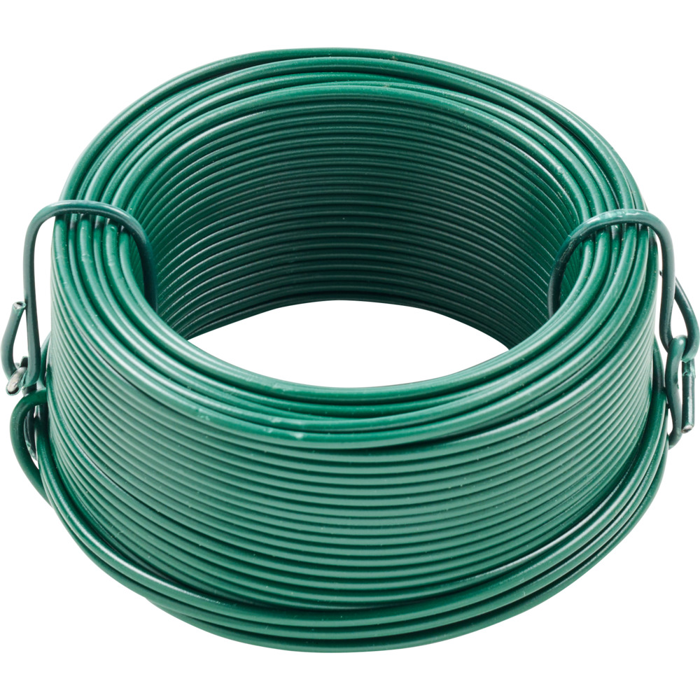 Bindedraht 25 m x 2 mm aus Stahldraht mit gr&uuml;ner Kunststoffummantelung
