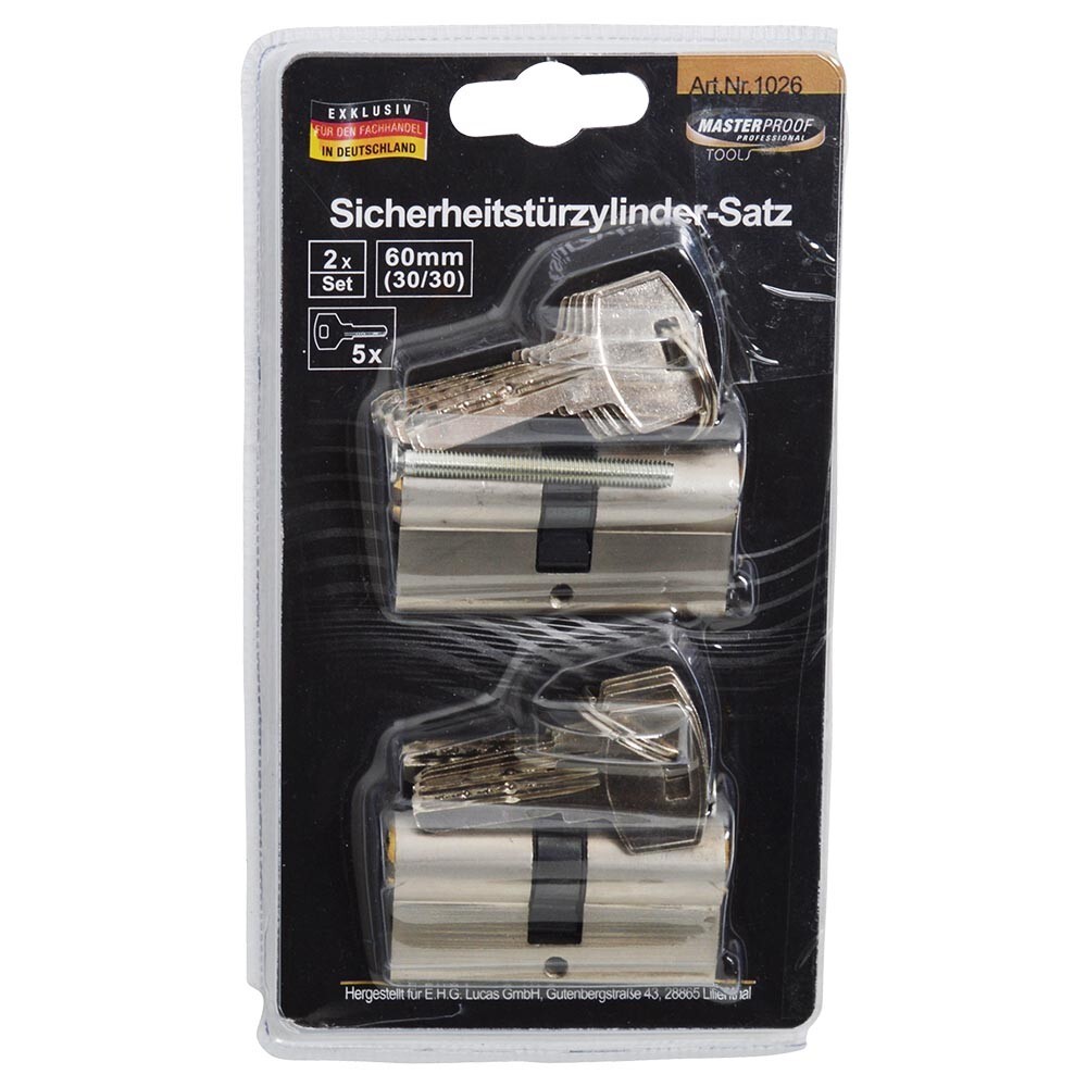 Schlie&szlig;zylinder Profilzylinder Satz 60 mm 30/30 2-teilig mit je 5 Schl&uuml;sseln