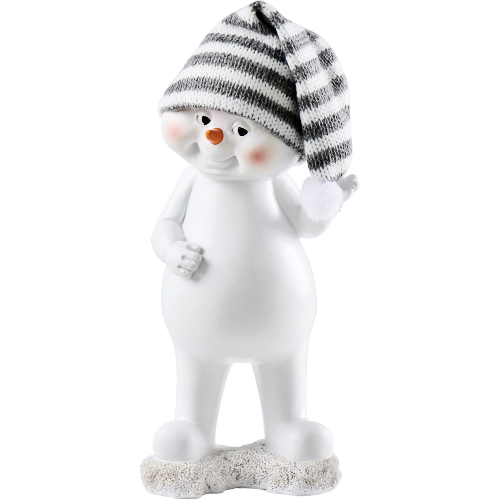 Weihnachtsfigur Schneemann 21 cm aus Kunststein mit Strickm&uuml;tze image number 1
