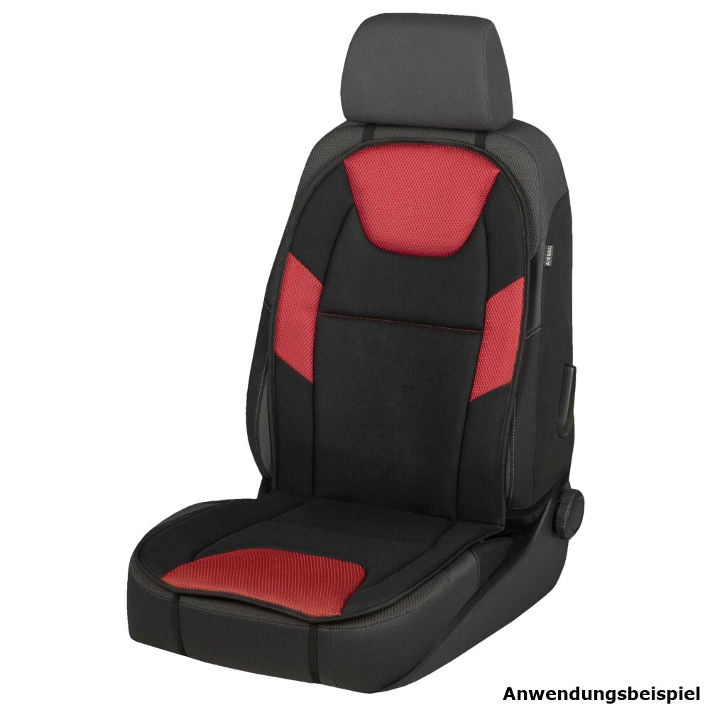 Auto-Sitzauflage Norris in Rot-Schwarz mit Befestigungshaken