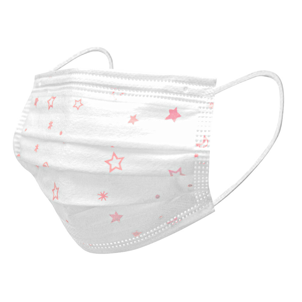 Mundschutz f&uuml;r Kinder , 3 St&uuml;ck, mit pinken Sternen