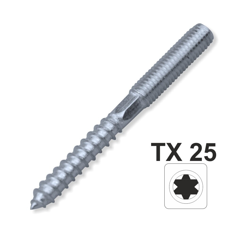Stockschraube 8 x 100 mm TX Innensechsrund galvanisch verzinkt 6-kant Schl&uuml;sselfl&auml;che