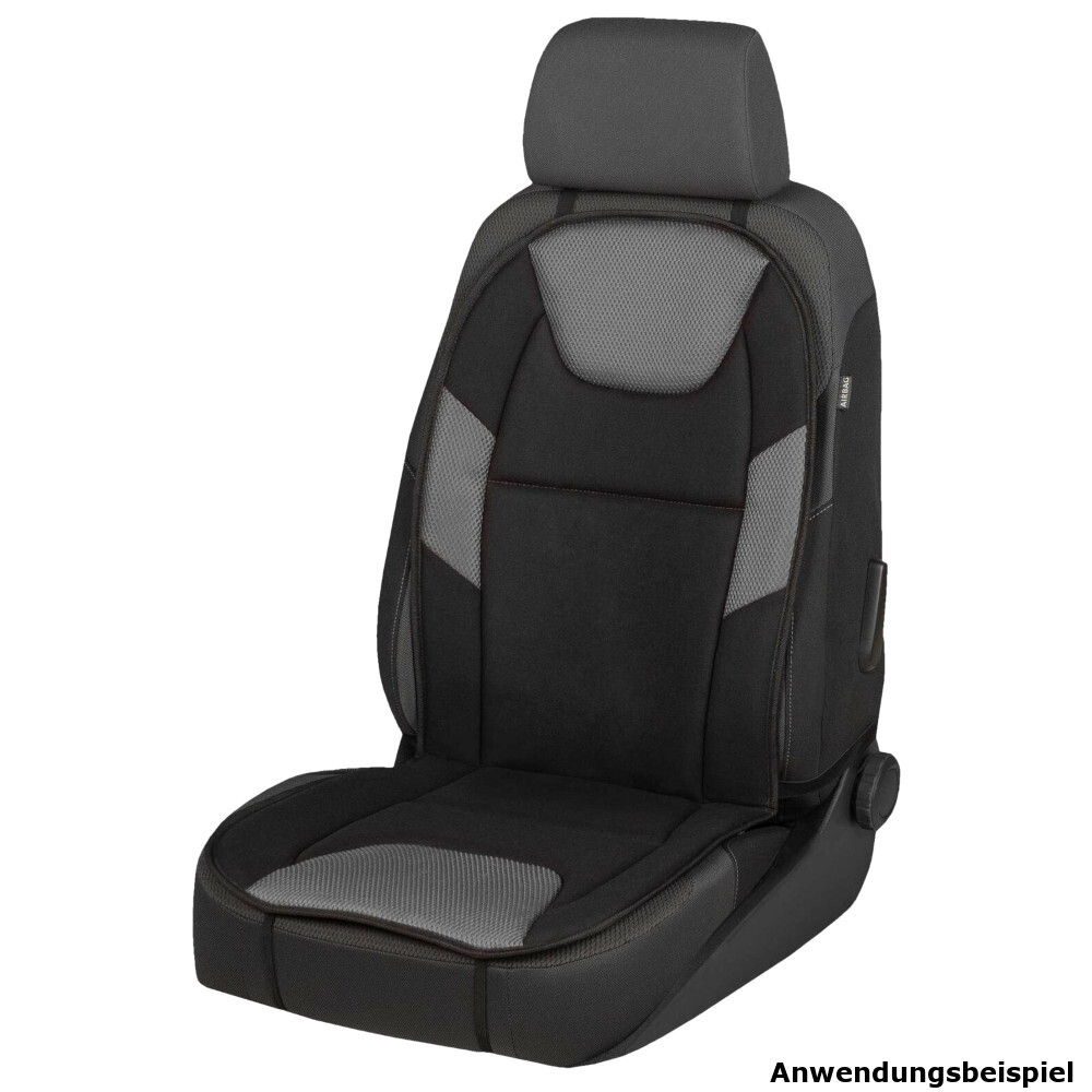 Auto-Sitzauflage Norris in Grau-Schwarz mit Befestigungshaken