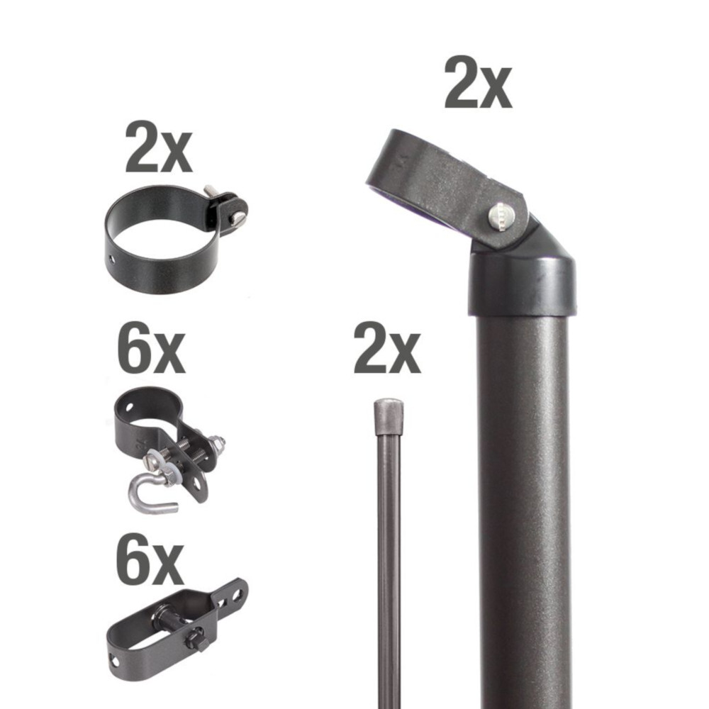 Wellengittertor-Anschluss-Set f&uuml;r Maschendrahtzaun 150 cm anthrazit