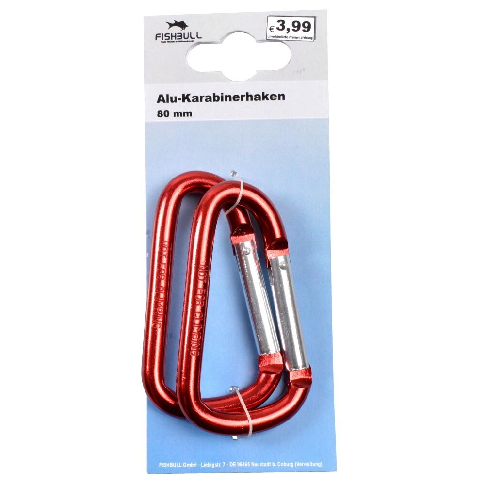 Karabiner 16 x 80 mm Alu 2 St&uuml;ck rot image number 1