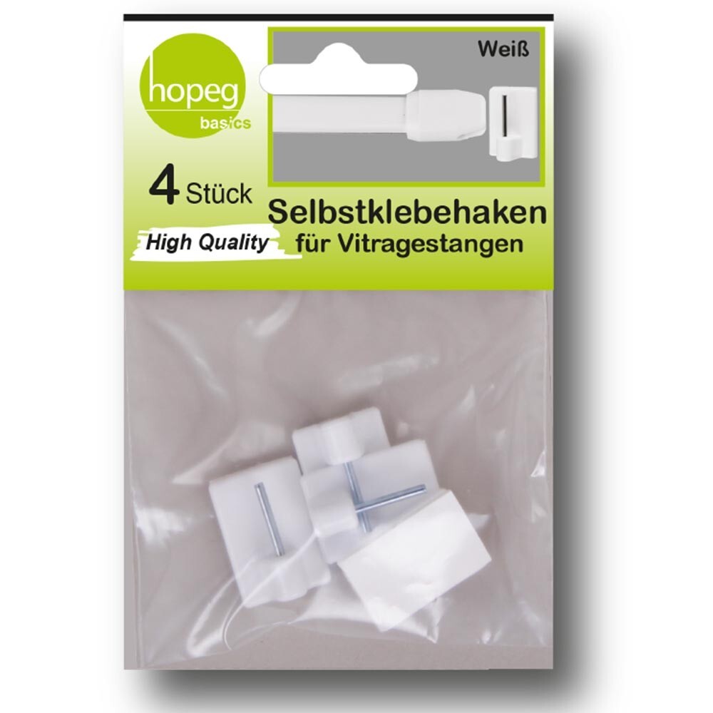 Selbstklebehaken f&uuml;r Vitragestange 4 St&uuml;ck