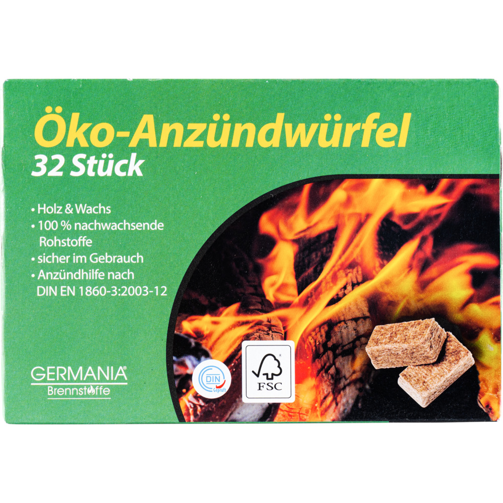 GERMANIA&reg; Grillanz&uuml;nder w&uuml;rfelf&ouml;rmig 32 St&uuml;ck aus Holz und Wachs