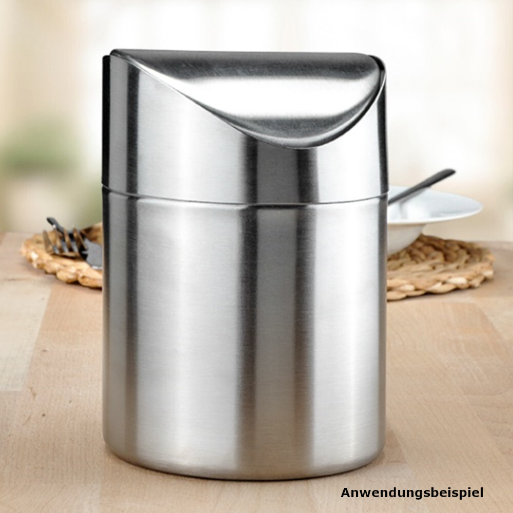 Tischabfalleimer 1,87 Liter aus Edelstahl mit Push-Deckel