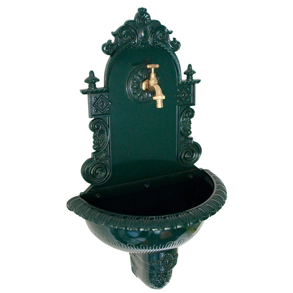 Wandbrunnen Tirol, Antik-Look, Dunkelgr&uuml;n, Aluguss