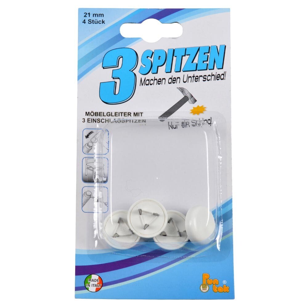 Nagel Filzgleiter-Set 4 St&uuml;ck 21 mm in Wei&szlig;