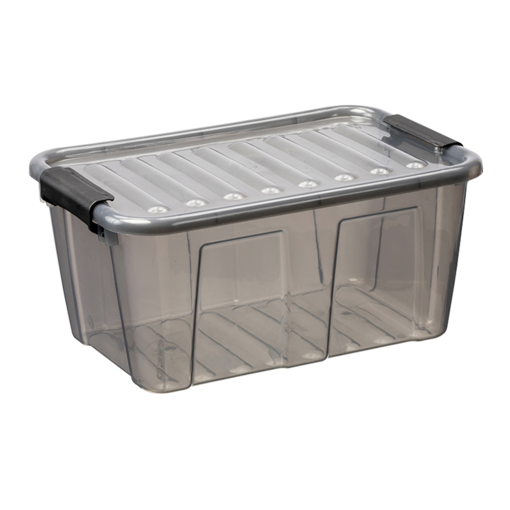 Aufbewahrungsbox 8,0 Liter mit Deckel, Grau-Transluzent