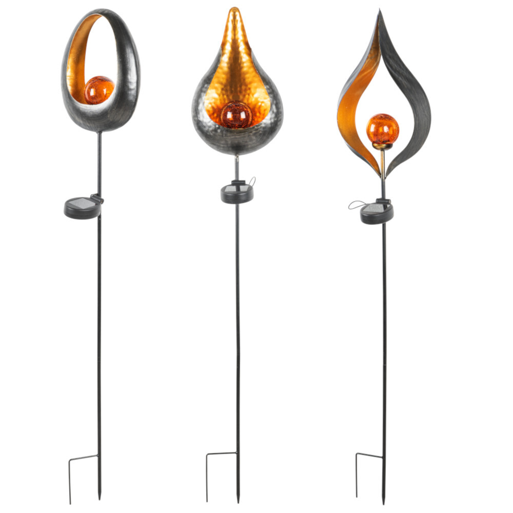 Solar LED-Gartensteckleuchte 93 cm flammenf&ouml;rmig mit Bodenspie&szlig;