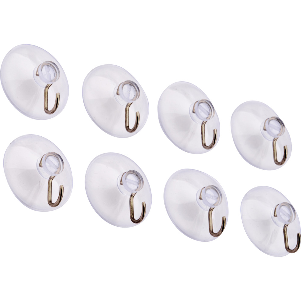 Saugnapf-Set 8-teilig transparent mit Haken