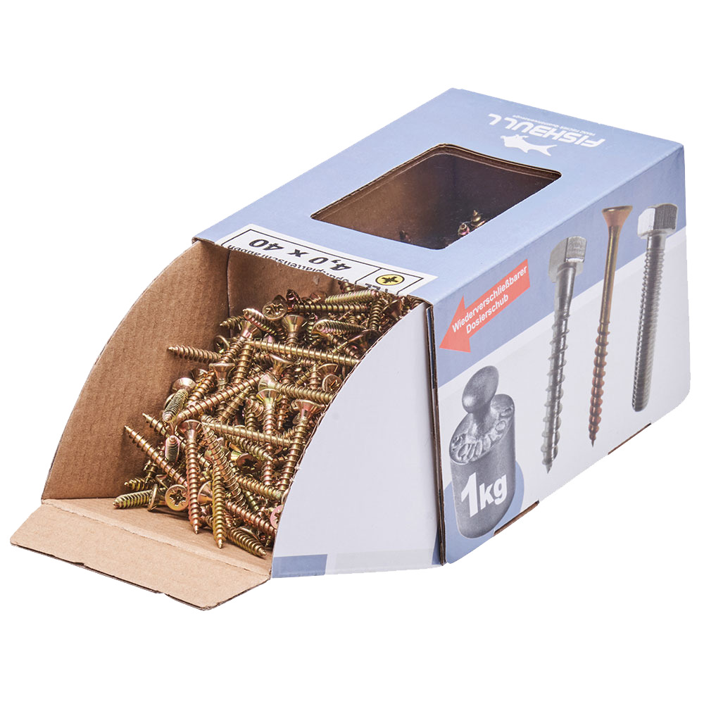 Spanplattenschraube 4,0x40 mm PZ 1kg FISHBULL-Pack Senkkopf Vollgewinde Kreuzschlitz image number 3