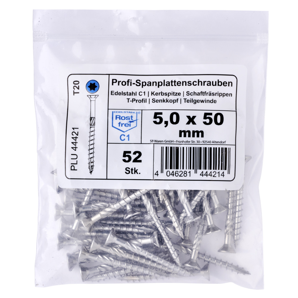 Profi-Spanplattenschrauben 5,0x50 mm TG IVZ C1 Senkkopf Vorteilspack image number 1