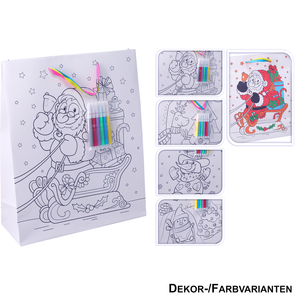 Geschenktasche zum Bemalen 4-fach sortiert