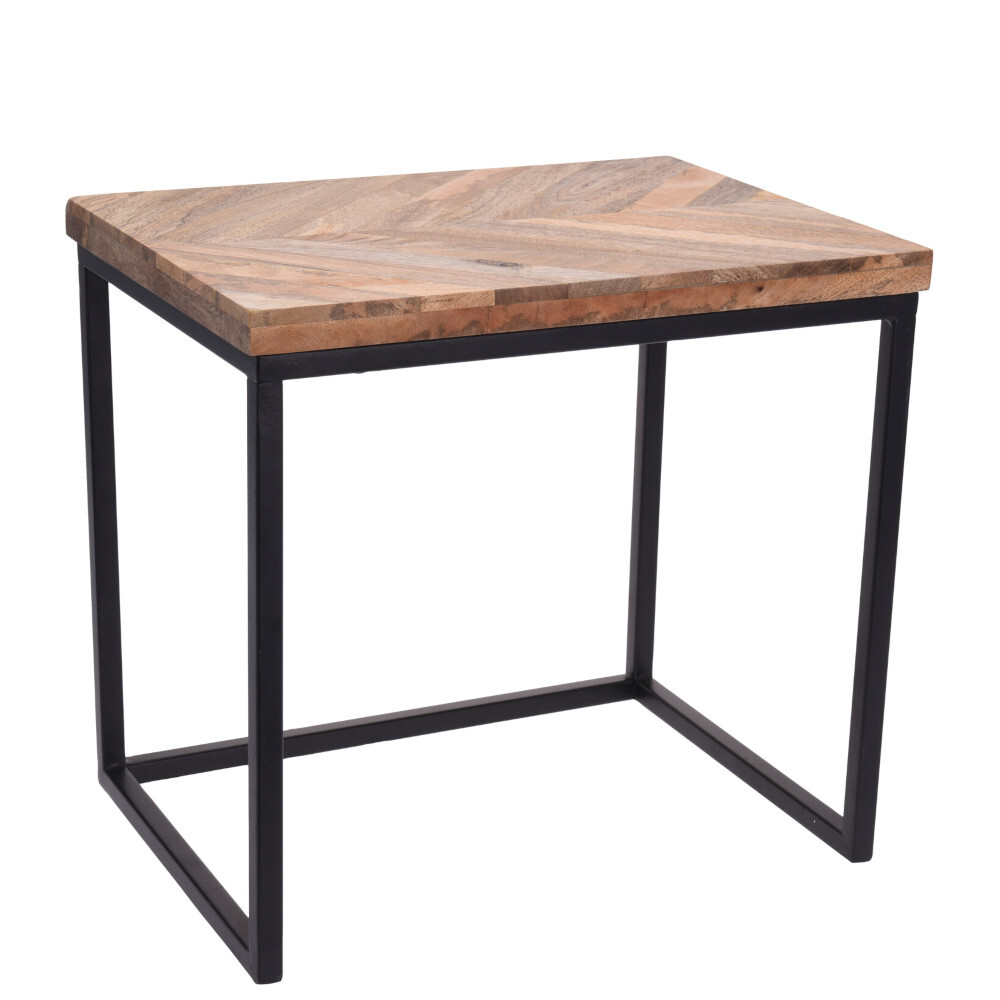 Beistelltisch-Set 3-teilig rechteckig mit Mangoholz-Tischplatte und Rahmen image number 2