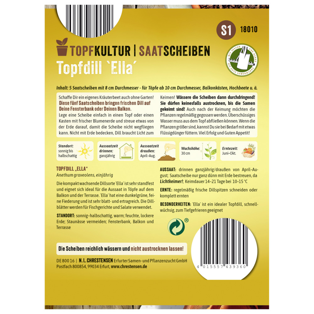 Saatscheiben Topfdill Ella 5 Scheiben image number 1