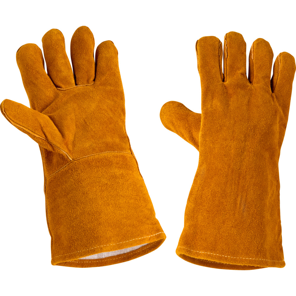 Grillhandschuhe aus Leder in Braun mit extra langem Schaft