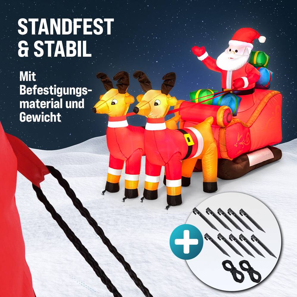 Aufblasbarer LED-Weihnachtsmann mit Schlitten image number 1