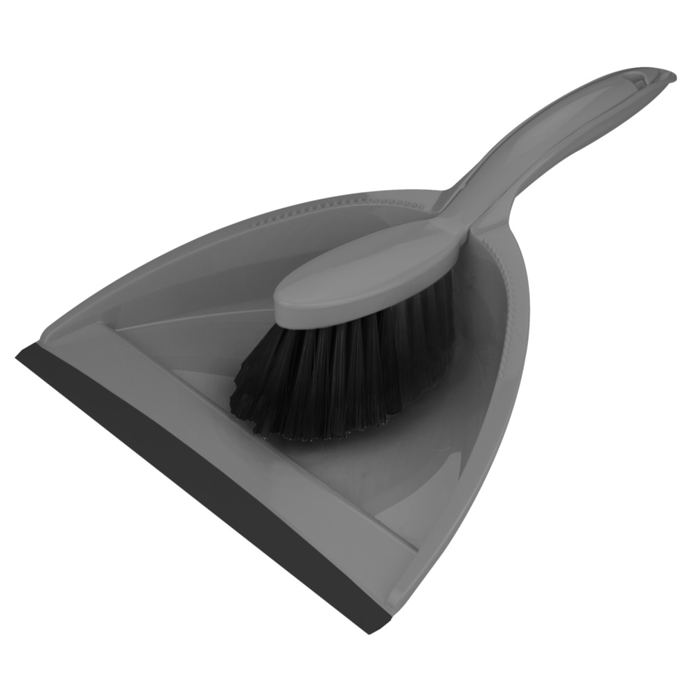 Kehrgarnitur mit Gummilippe und Handbesen Grau