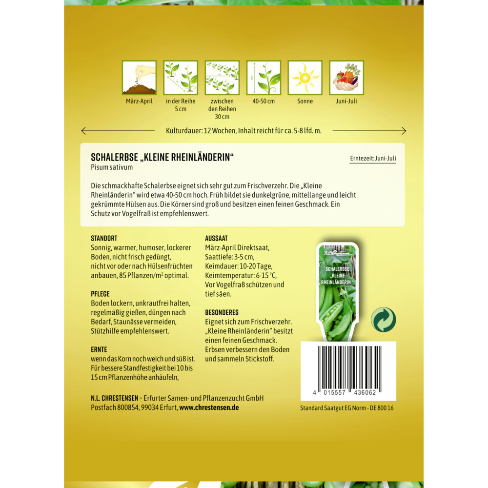 Saatgut Schalerbse Kleine Rheinl&auml;nderin image number 1