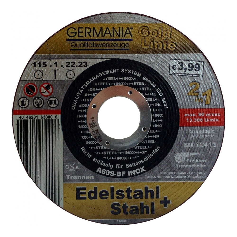 Trennscheibe Edelstahl INOX Stahl Metall 115 x 1,0 Gold Linie Trennen