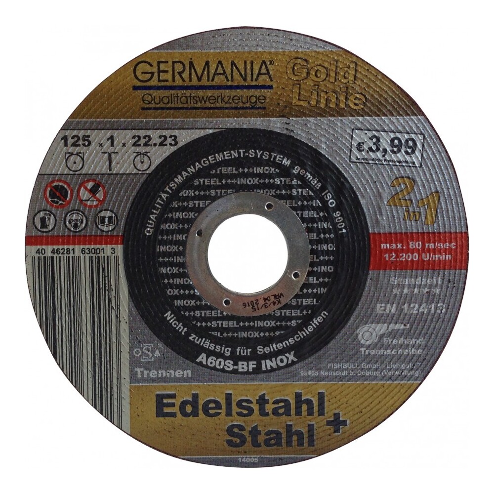 GERMANIA&reg; Trennscheibe 125x1,0 mm Edelstahl INOX Gold Linie