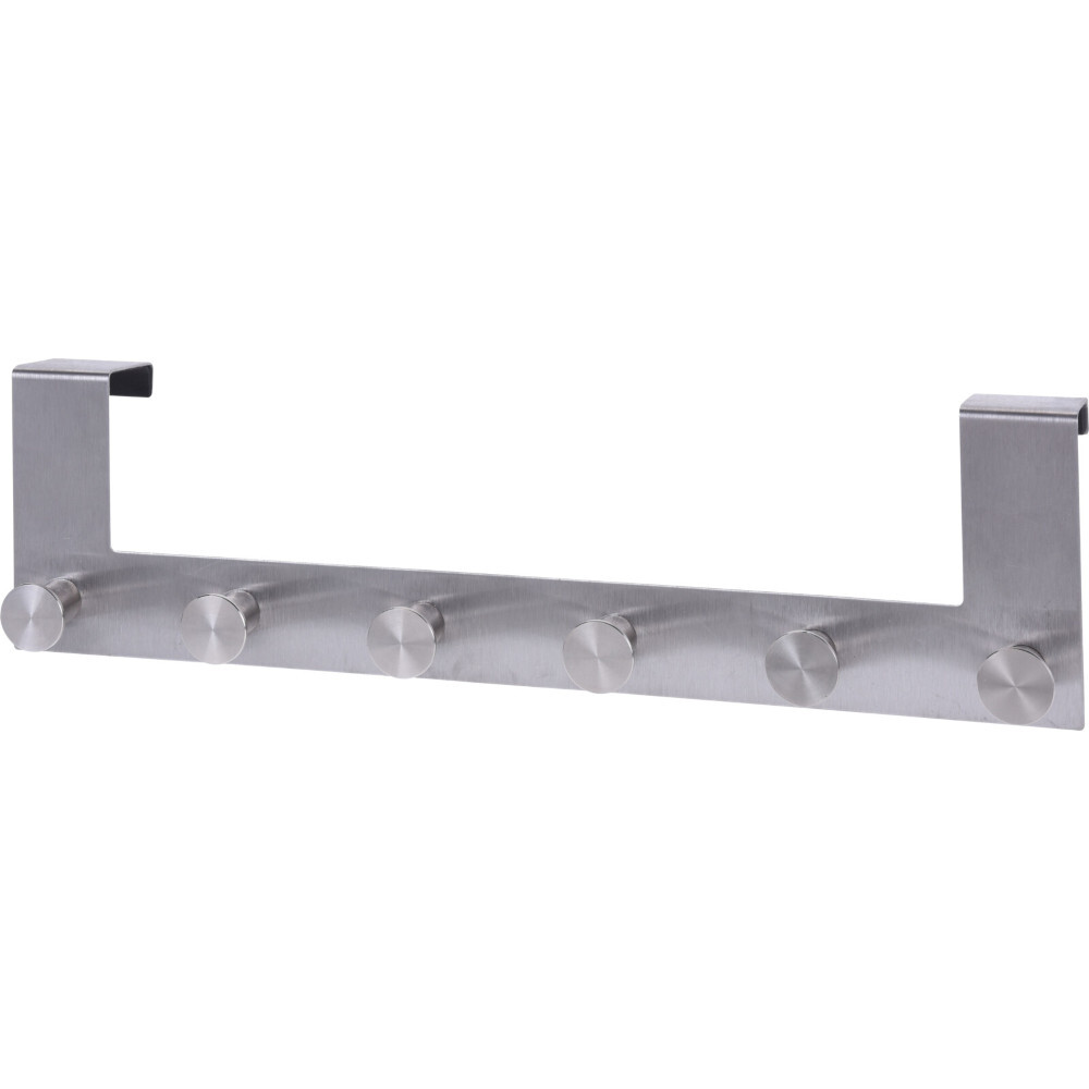 T&uuml;rgarderobe 40 x 11 cm aus Edelstahl mit sechs Haken
