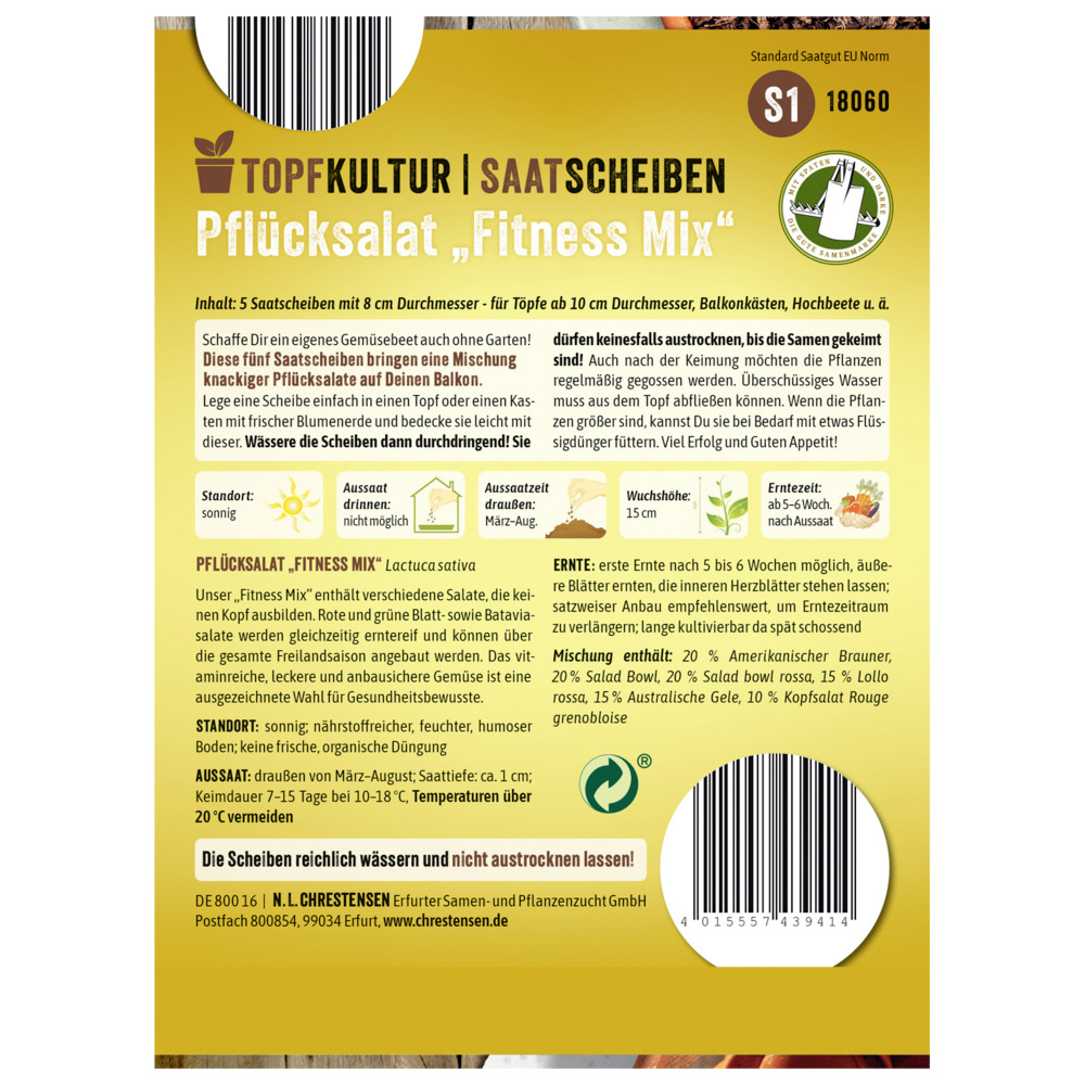 Saatscheiben Pfl&uuml;cksalat &bdquo;Fitness-Mix&ldquo; 5 Scheiben image number 1