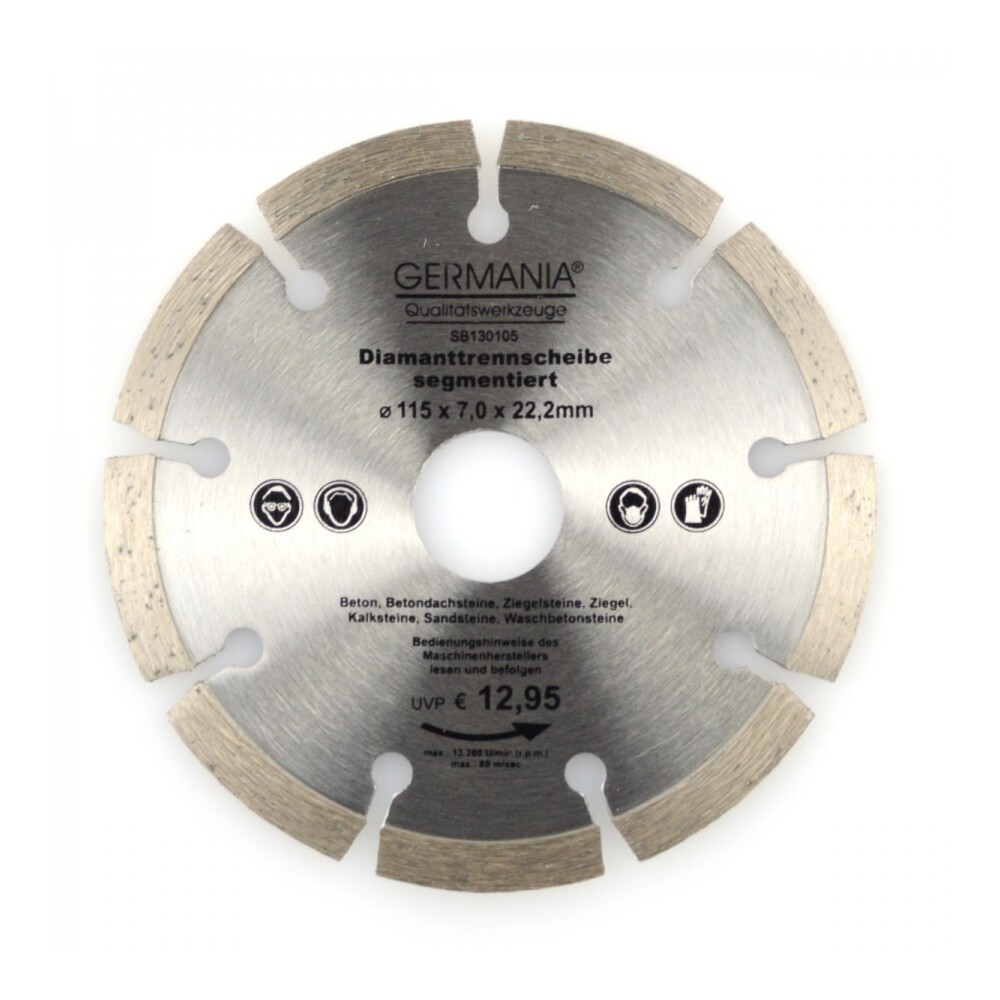 Diamanttrennscheibe 115x2,0x22,2mm segmentiert Beton Ziegeln Sandsteine