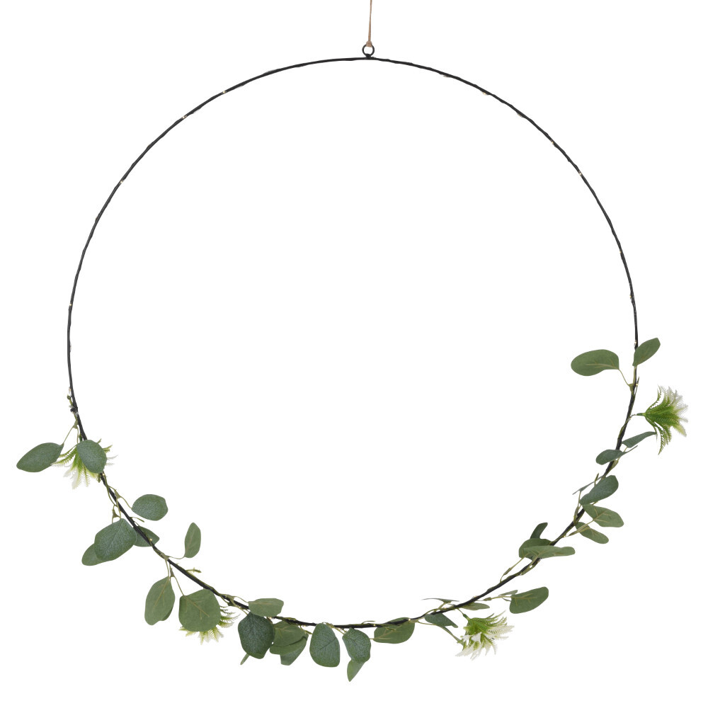 LED-Kranz &Oslash; 62 cm aus Metall mit 45 LEDs und Deko