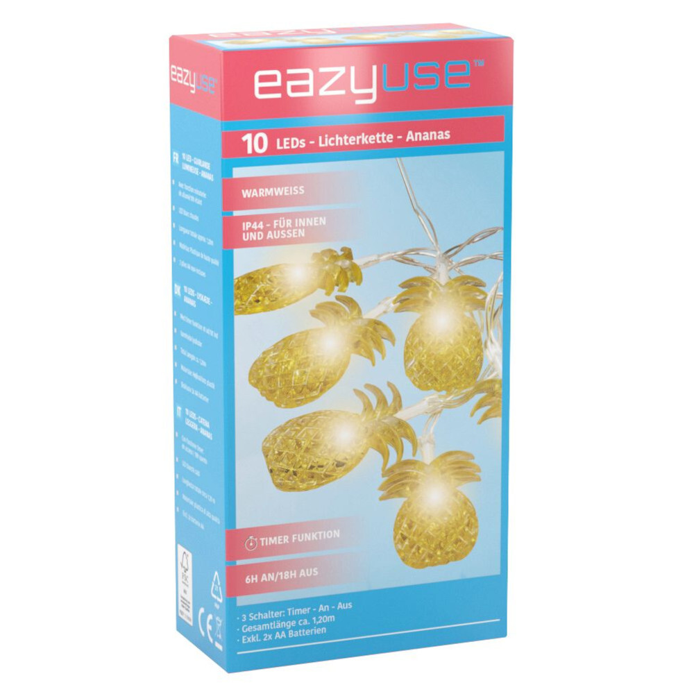 LED-Lichterkette 120 cm mit Ananasmotiv, 10 LEDs und Timerfunktion image number 1