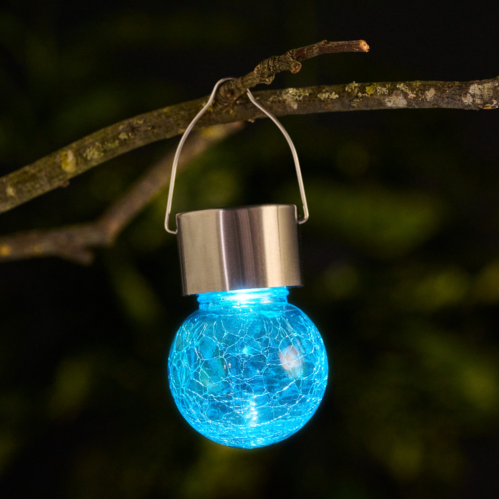 Solar LED-Kugelleuchte aufh&auml;ngbar aus Crushglas image number 7