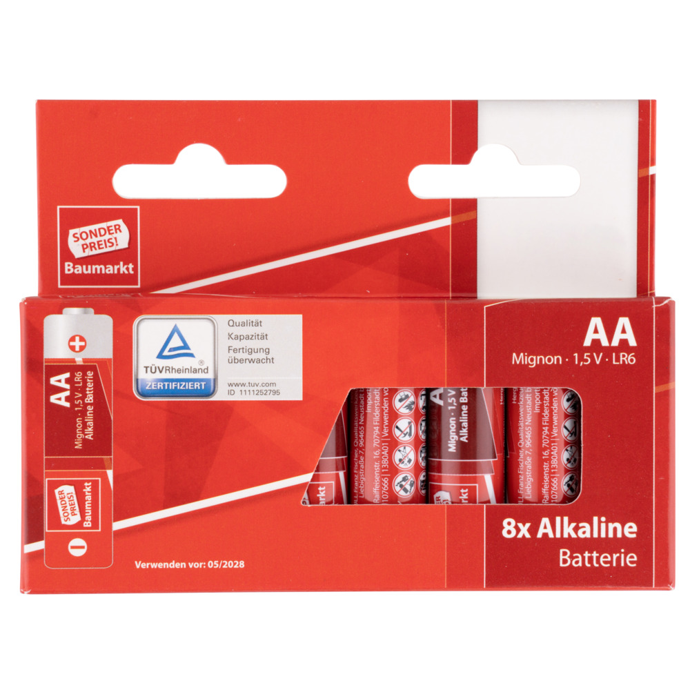 Sonderpreis Baumarkt Alkaline Batterien LR06 AA Mignon 8er Pack image number 2