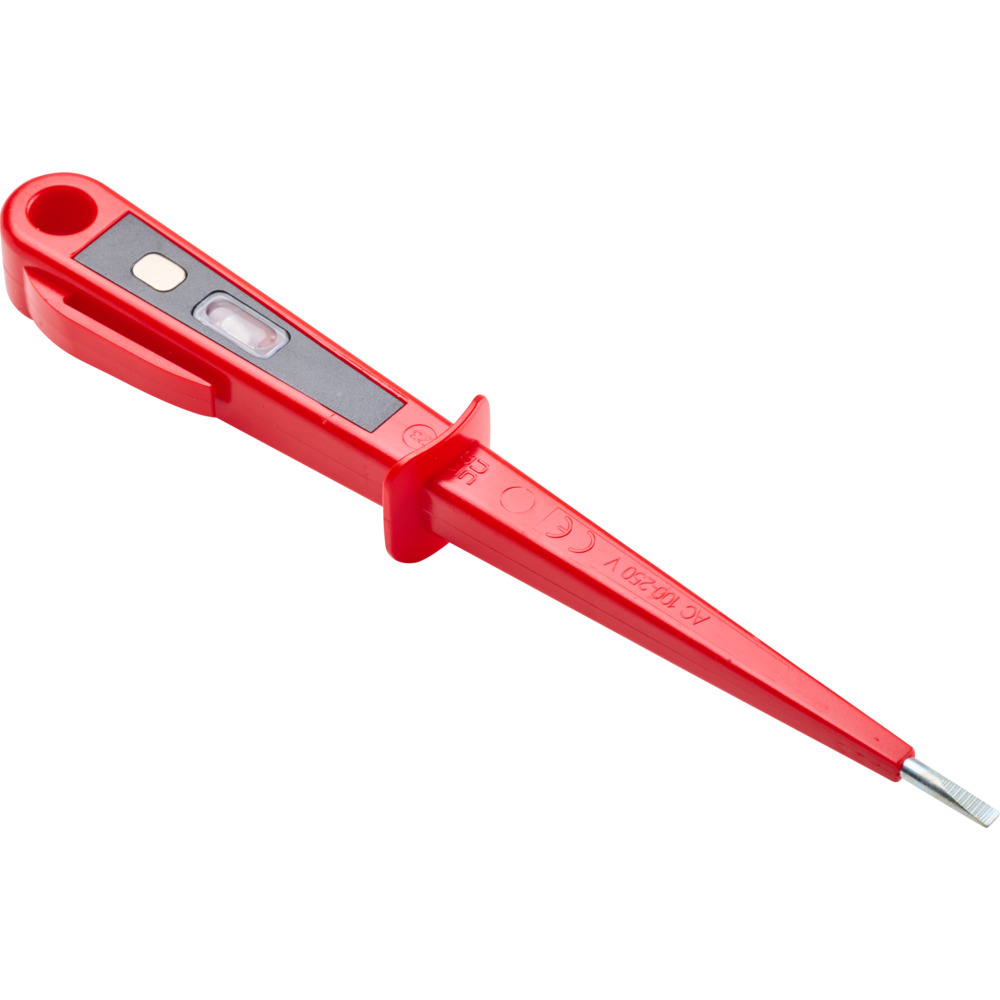 Spannungspr&uuml;fer Euro 190 mm in rot, isoliert mit Clip und Aufh&auml;ng&ouml;se image number 1