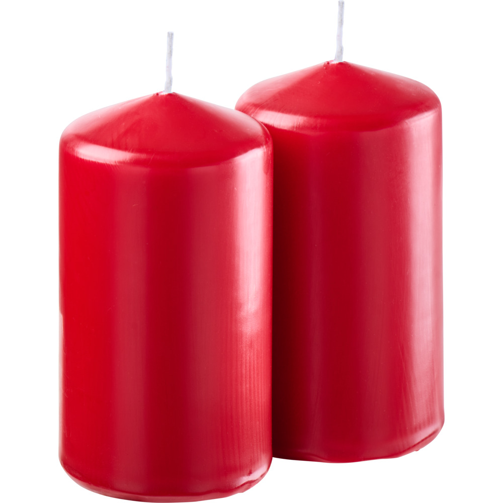 Stumpenkerze 2er-Set 120 x &Oslash; 65 mm karminrot