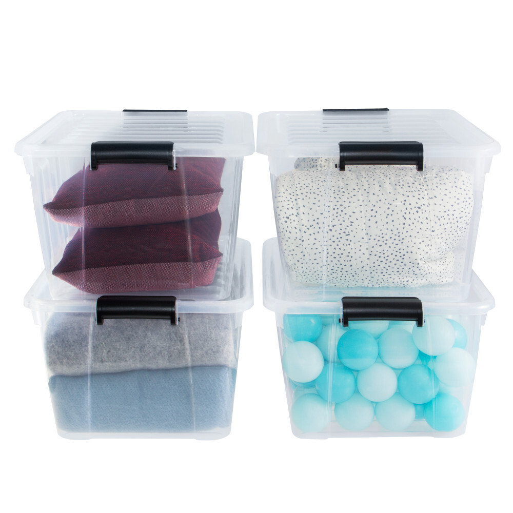 Aufbewahrungsbox 30 Liter mit Deckel, Grau-Transluzent image number 13