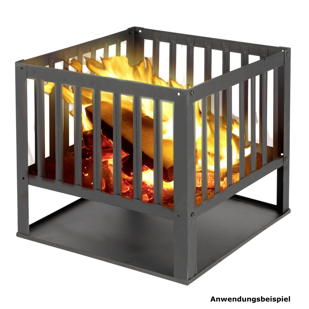 Feuerkorb quadratisch aus pulverbeschichtetem Stahl
