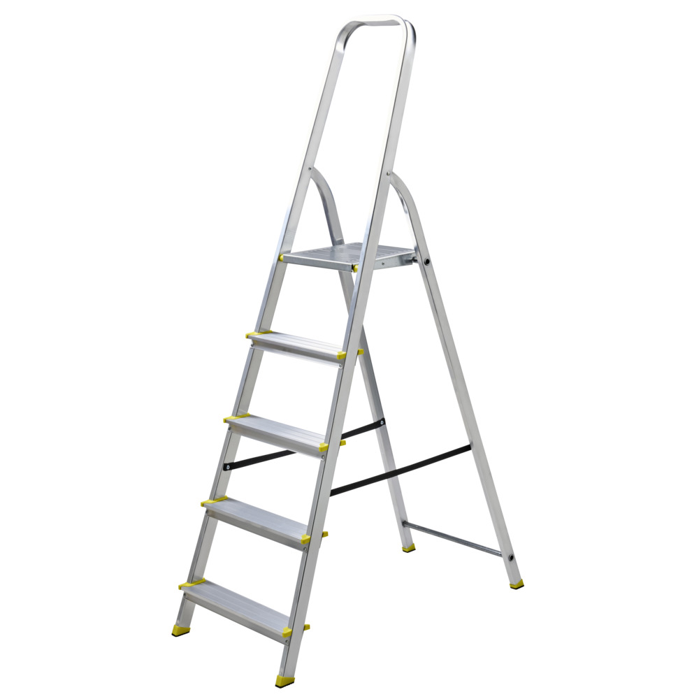 Stehleiter 5-stufig aus Aluminium mit Halteb&uuml;gel