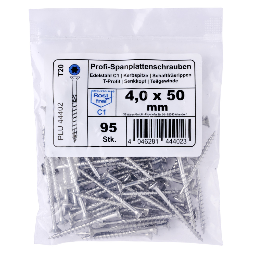 Profi-Spanplattenschrauben 4,0x50 mm TG IVZ C1 Senkkopf Vorteilspack image number 1