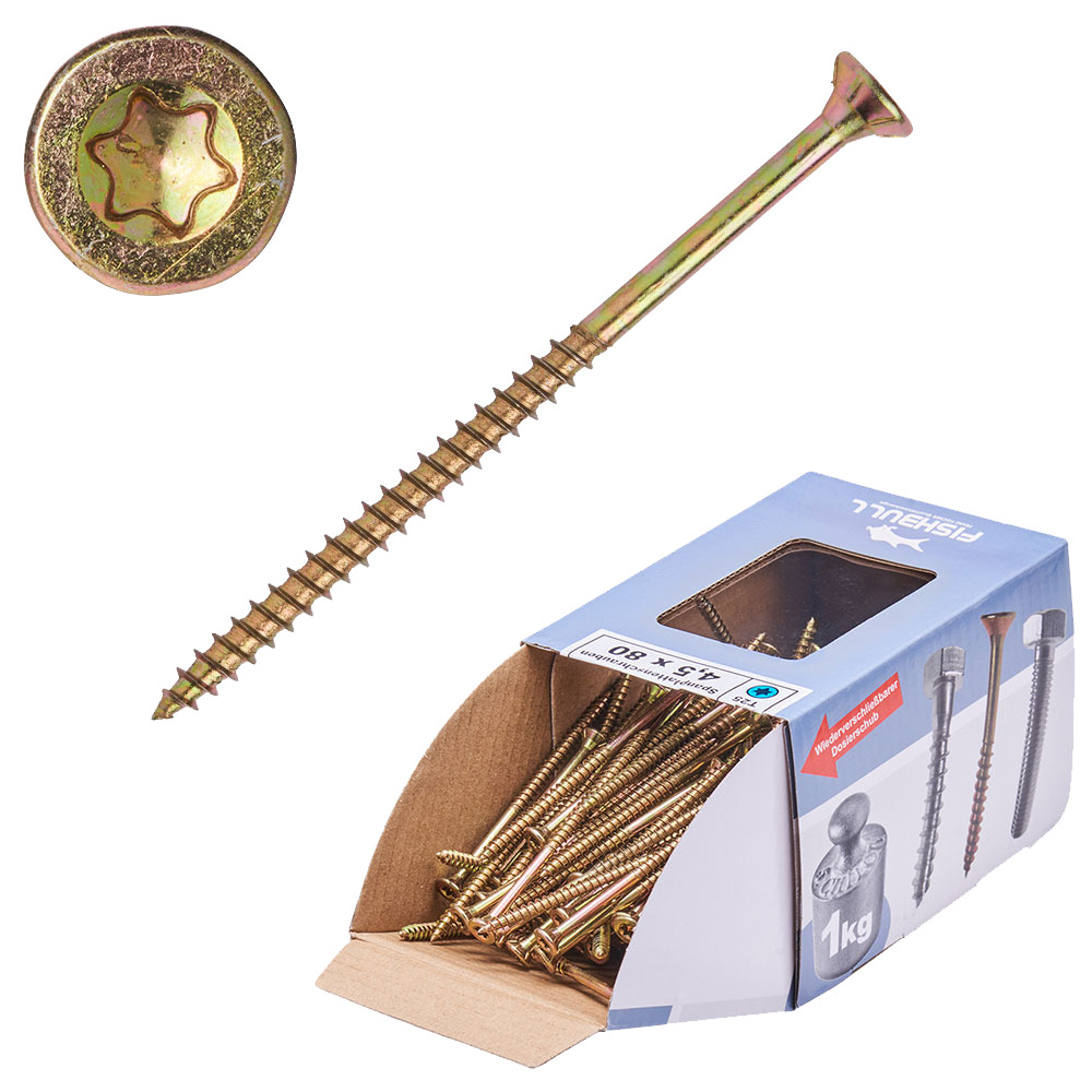 Spanplattenschraube 4,5x80 mm IVZ 1kg FISHBULL-Pack Senkkopf Teilgewinde
