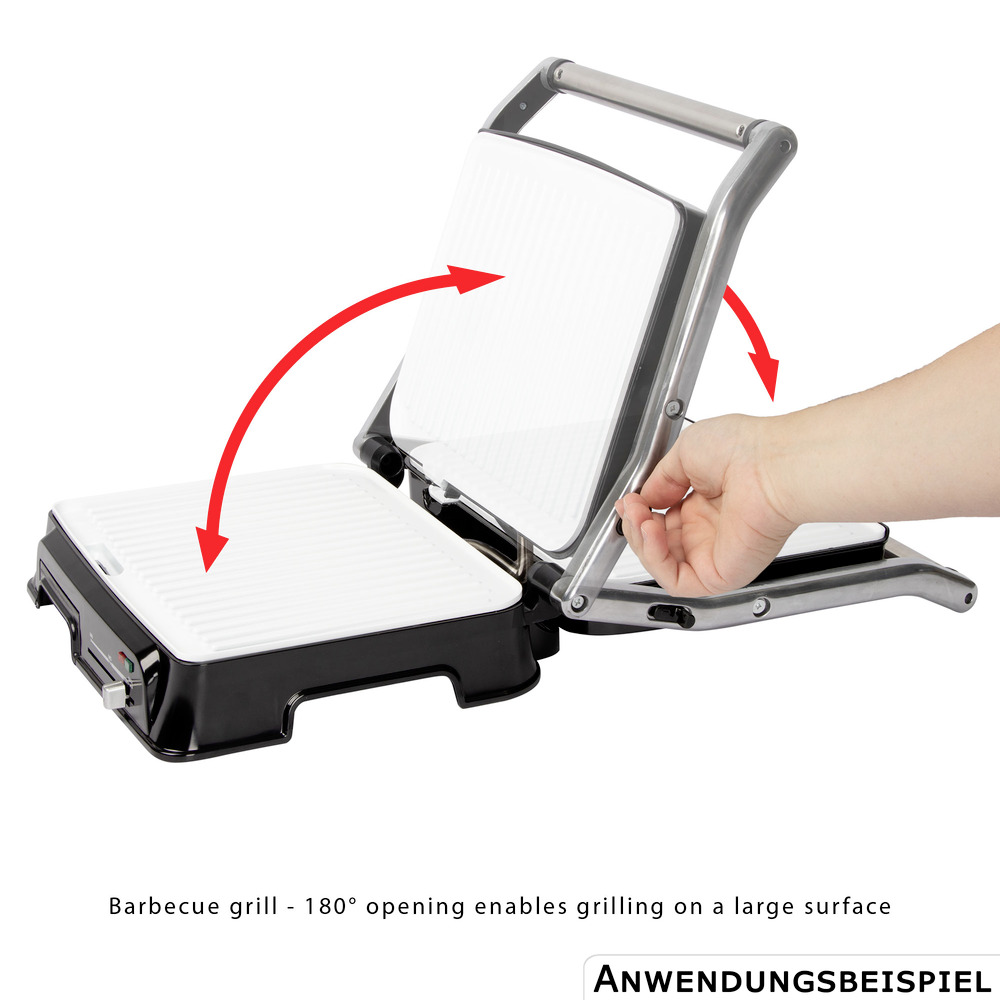 CLATRONIC&reg; Kontaktgrill Keramik Edelstahl 2000 Watt B-Ware image number 2