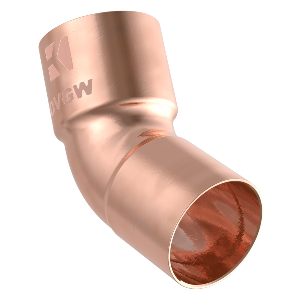 Bogenmuffe 45&deg; Kupfer-L&ouml;tfitting 22 mm - Nr. 5040