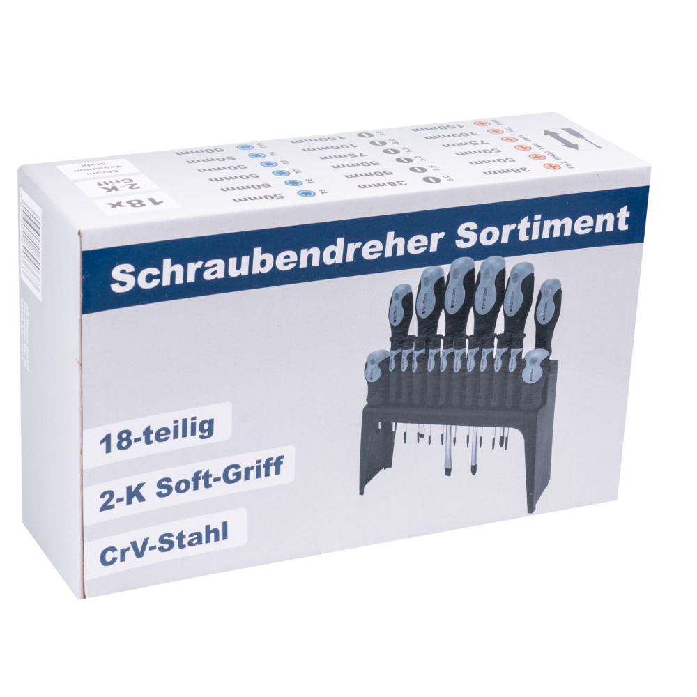 Schraubendreher Set 18-teilig aus CRV-Stahl in Grau-Schwarz image number 1