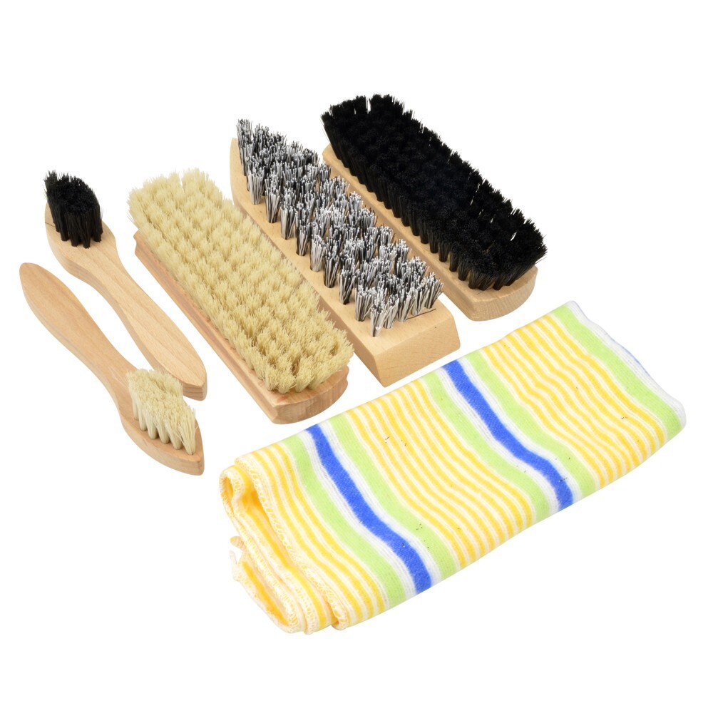 Schuhputz-Set 6-teilig aus Holz mit Kunststoffborsten image number 1