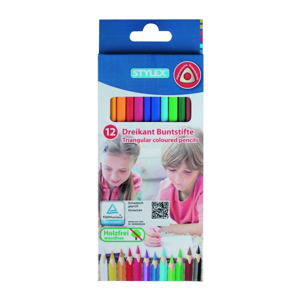 Buntstifte 12 St&uuml;ck in Dreikant-Form