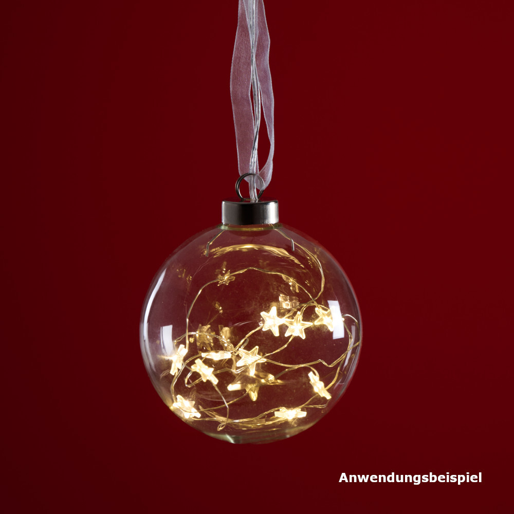 LED-Deko-Glaskugel batteriebetrieben mit 10 Sternen-LEDs &Oslash; ca. 10 cm image number 3